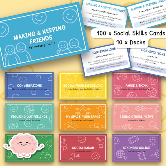 Social Skills Scenario Cards, 100 Social Emotional Learning Prompts, Autism Problem Solving, Conflict Resolution, ADHD Self-Regulation 0045