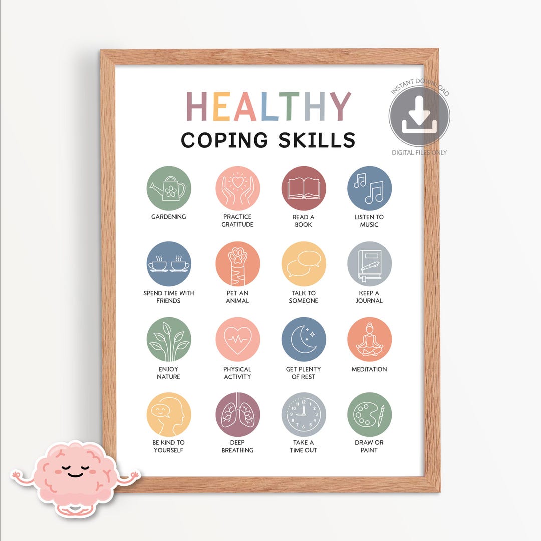 Healthy Coping Skills Poster, Mental Health Print, Anxiety Coping ...