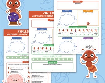 Défiez les pensées négatives automatiques, feuille de travail sur les fourmis pour enfants, les pièges de la pensée, les distorsions cognitives, la thérapie cognitivo-comportementale TCC 0043