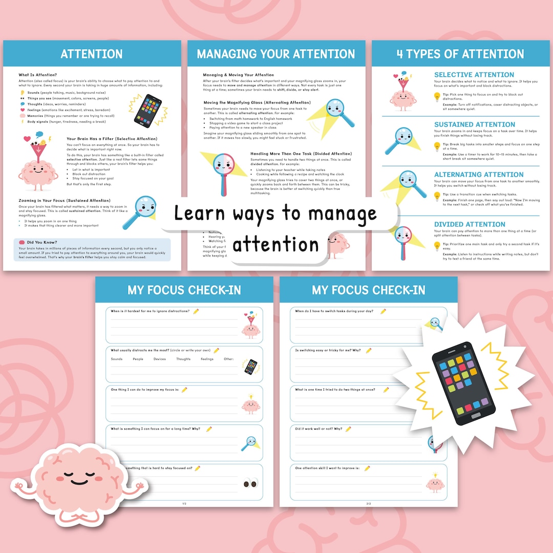 ADHD Attention and Focus, Executive Function Worksheets, Attention ...