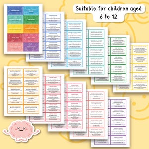 Pu&ograve; includere: Un insieme di schede didattiche colorate con titoli come "Conversazioni" e "Gentilezza online". Le schede sono progettate per bambini dai 6 ai 12 anni e trattano argomenti relativi all'apprendimento socio-emotivo.