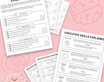 Aide-mémoire pour les compétences fonctionnelles exécutives, liste de contrôle pour la fonction exécutive, guide de référence et auto-évaluation, TDAH 0042