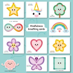 Actividades de respiración consciente para niños, tarjetas de trazado de dedos, rincón de la calma, estrategias de afrontamiento para la calma, técnicas de conexión a tierra 0009