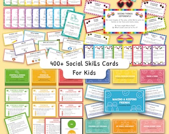 Social Skills Scenario Cards Bundle, 400+ Cards, Conversation Starters, Conflict Resolution, Perspective Taking, Friendship Skills ASD 0045