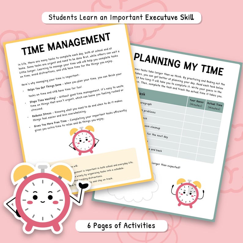 Kids Time Management Worksheets, Executive Functioning Skills, ADHD ...