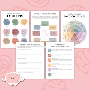 Sitting with Your Emotions Guide, Emotional Regulation, Mental Health Print, Therapy Office Decor, Counsellor Office Decor CBT DBT CBT 0024