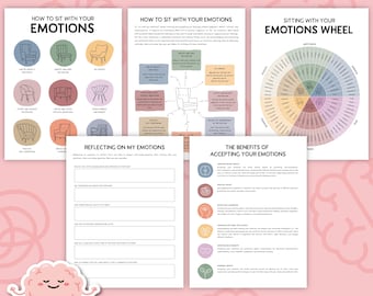 Sitting with Your Emotions Guide, Emotional Regulation, Mental Health Print, Therapy Office Decor, Counsellor Office Decor CBT DBT CBT 0024