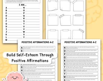 Self-Esteem Worksheets, Positive Affirmations, Positive Self-Talk, Mental Health, Counseling Therapy, I Am Amazing Because Worksheet 0047