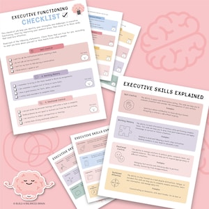 Executive Functioning Skills Cheat Sheet, Executive Function Checklist, Reference Guide and Self-Assessment, ADHD 0042