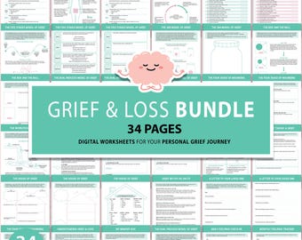 Coping with Grief and Loss Bundle, 34 Worksheets for Adults and Older Teens, Physical Effects of Grief, Bereavement, Tasks of Grief 0059