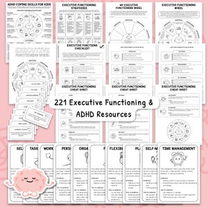 ADHD Bundle, Executive Functioning for Kids, Therapy Worksheets, SEL Coping Skills, Counselling Resources, Counselor Office Decor 0042