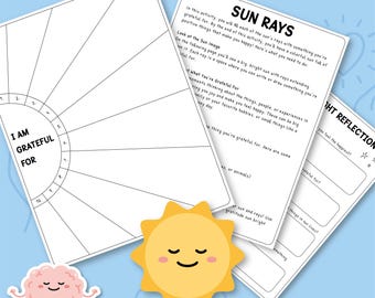 Gratitude Sunshine Log, Sun Rays Thankfulness Activity, Sunburst Worksheet, I Am Grateful For, Counselling Resources, Positive Mindset 0039
