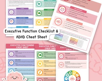 Fusklapp för exekutiva funktioner för barn, checklista för exekutiva funktioner, referensguide och självbedömning, ADHD-checklista 0042