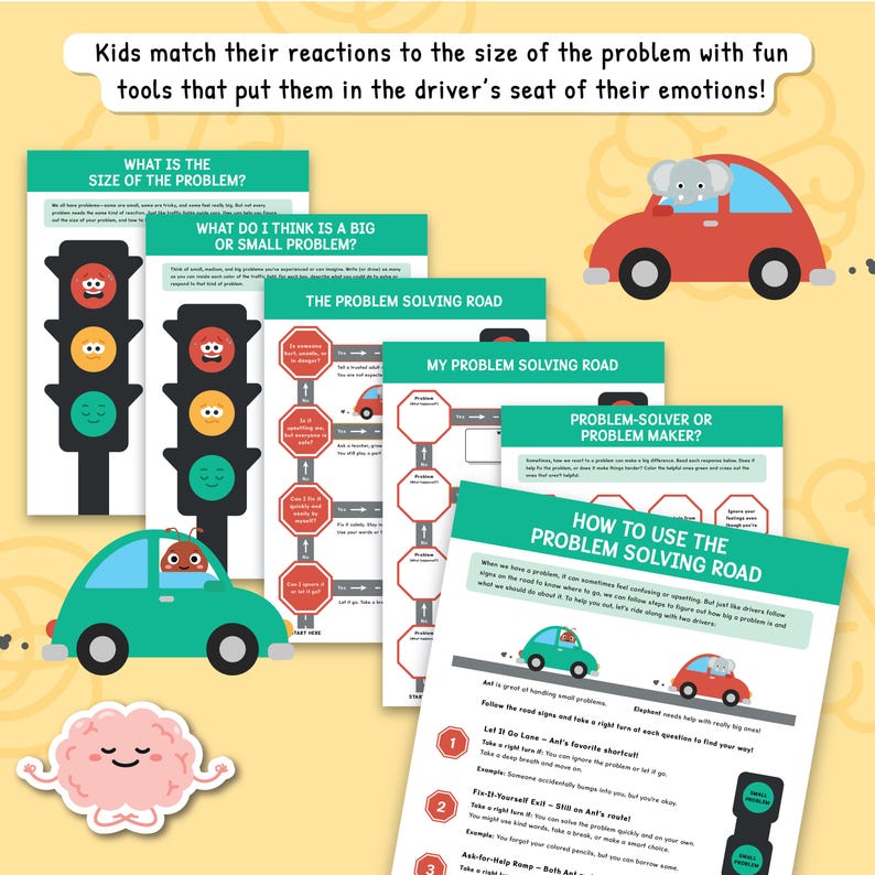 Road Problem Solving Size of the Problem Worksheets, How Big is My Problem? Traffic Light ...