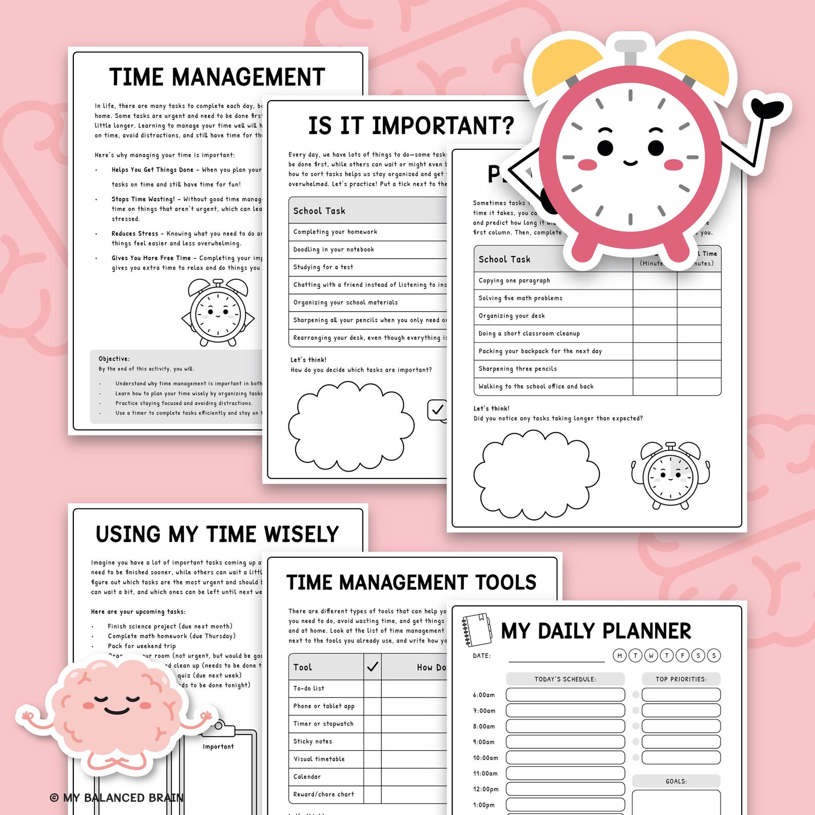 Kids Time Management Worksheets, Executive Functioning Skills, ADHD ...