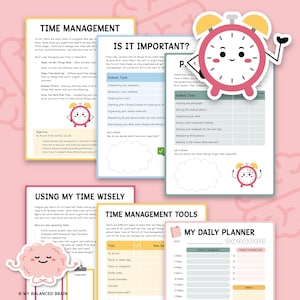 Kids Time Management Worksheets, Executive Functioning Skills, ADHD Planner, Coping Skills, Social-Emotional Learning, School Counselor 0042