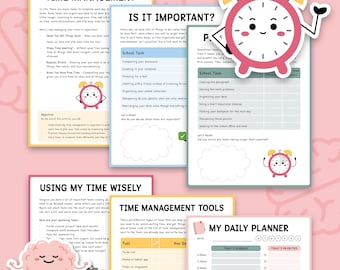 Kids Time Management Worksheets, Executive Functioning Skills, ADHD Planner, Coping Skills, Social-Emotional Learning, School Counselor 0042