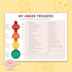 Werkblad woedetriggers, woedethermometer, emotionele zelfregulatie, kalmerend hoekje, woedebeheersing, grafiek met gevoelens van counselor 0008