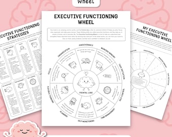 Roue des fonctions exécutives pour enfants, aide-mémoire pour le TDAH, feuilles de travail sur les compétences d'adaptation à l'autisme, pensée flexible TSA 0042