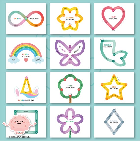 Mindfulness breathing exercises for kids, finger tracing cards, calm corner, calming strategies, anxiety coping skills, grounding 0009
