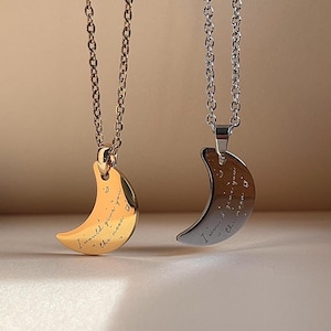 Engraved Moon Pendant Necklace: I Would Give You The Moon - Stainless Steel