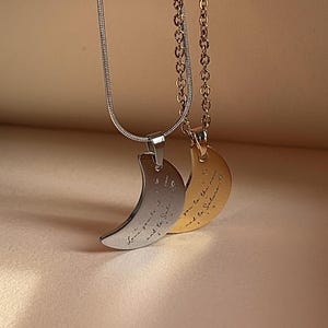 Love You To The Moon And To Saturn - Engraved Pendant Necklace: Stainless Steel