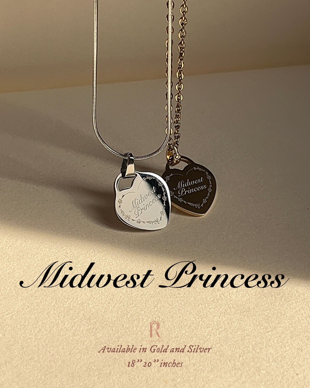Midwest Princess - Engraved Heart Shaped | Inspired Necklace - by Rosa