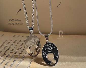 Love You To The Moon And Saturn Necklace: Stainless Steel Seven Inspired