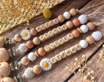 Personalised Dummy Chain | Ivory Cream Dummy Clip | Dummy Holder | Custom Baby Chain| Baby Gift | Personalised Gift | Pacifier Dummy Clip