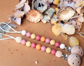 Dummy Chain | Pacifier Clip Baby Boy Girl | Dummy Holder Chain | Natural Beads Clip | Handmade Baby Gift | Baby Accessory  | Silicone Chain