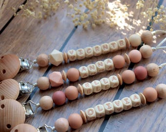 Personalisierte Schnullerkette | Elfenbein Creme benutzerdefinierte Schnullerkette | Baby Schnullerhalter | Handmade Baby Geschenk | Personalisiertes Geschenk Baby Geschenk