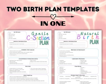 Birth Plan Template Editable Printable Gentle C Section Birth Plan ...