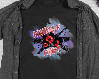 Maglietta vintage con disco in vinile: regalo per gli amanti della musica retrò