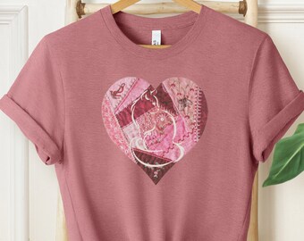 Quilted Cat Heart T-Shirt - Quilter Gift