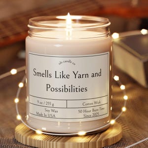 Knitting candles, Crochet candles, Yarn-scented candles, Cozy knitting scents, Craft room candles, Knitters gift ideas, Crochet gift candles