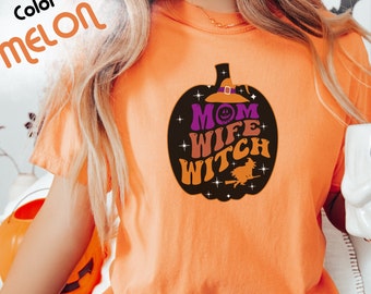 Mom Wife Witch Halloween Shirt: Comfort Colors Retro Fall Tee