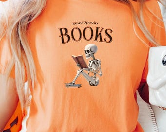 Camiseta Skeleton Book Lover: Camiseta Spooky Reader Comfort Colors