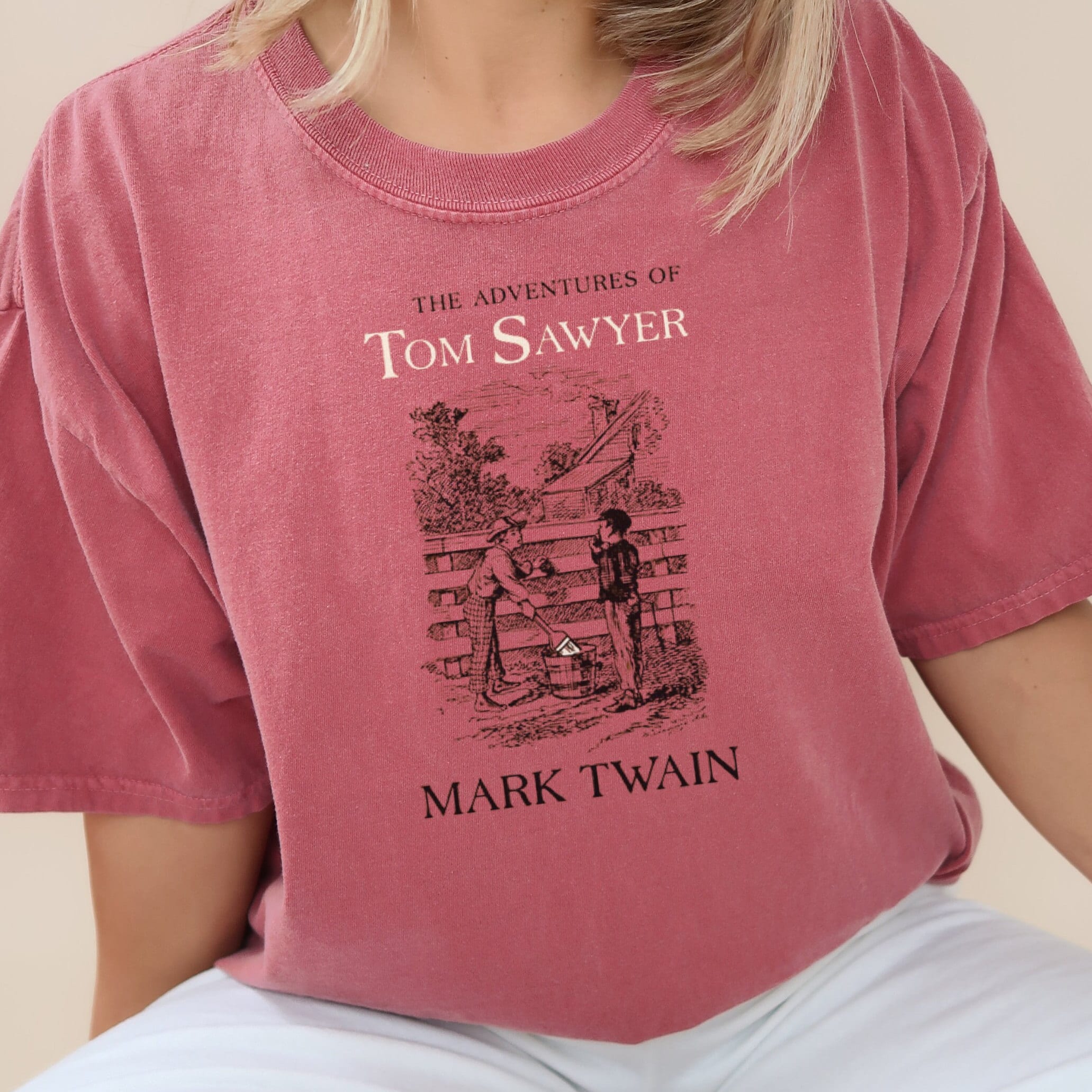 Women's T-Shirts [Out of Print] Mark Twain / Przygody Tomka Sawyera Tee (Ivory) (Womens) Tom Sawyer Shirt, Mark Twain, Literary T-shirts, Classic