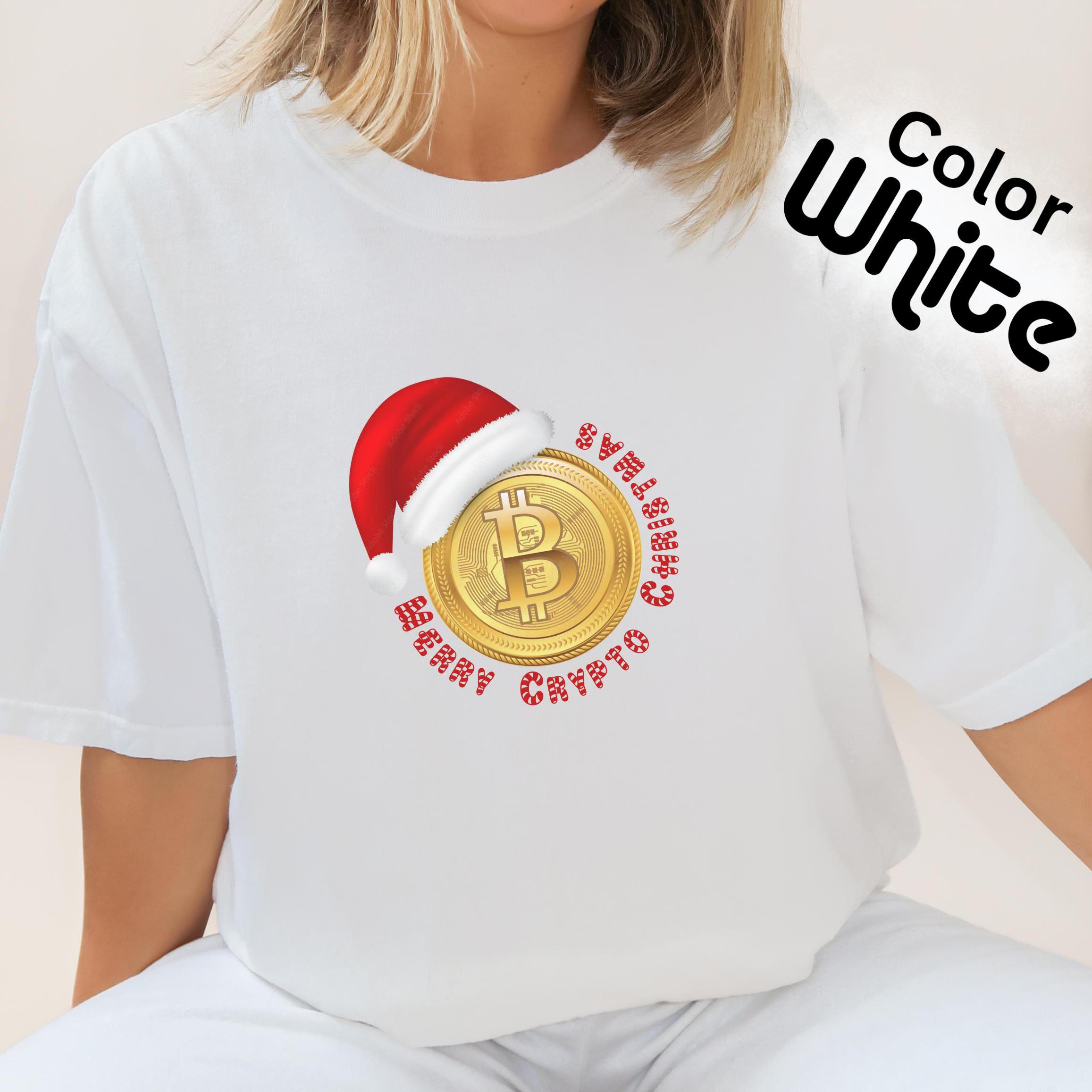 ビットコインサンタ コンフォートカラーTシャツ、暗号通貨クリスマスTシャツ - Etsy 日本