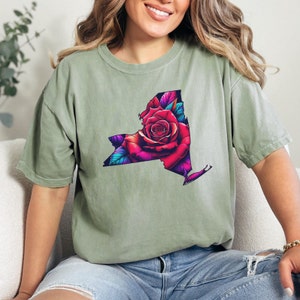 New York Flower Tshirt, Wildblumen T-Shirt, Botanisches Tshirt, Vintage Wildblumen, Pflanzen Shirt, Blumen Shirt, NY Rose Shirt, Boho Grafik, NY