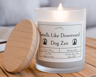 Downward Dog Zen Candle: Soy Coconut Wax with Wooden Wick