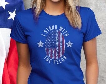 Kryminalista na prezydenta, 2024, koszula konserwatywna, koszula antyrządowa, koszula patriotyczna, koszula republikańska, koszula antydemokratyczna, koszula z flagą USA