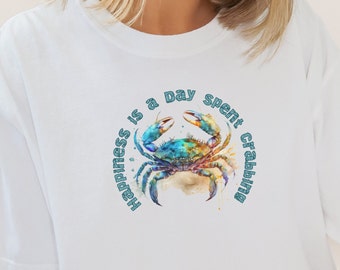T-shirt Happiness is Crabbing: Comfort Colors Crab Lover T-shirt