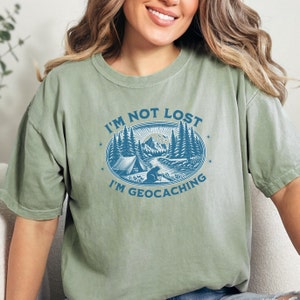 Rolig geocaching-t-shirt: Komfortfärger Geocacher-present