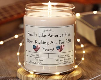 USA 250th Anniversary Candle: Patriotic Scented Soy Wax Candle
