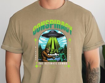 T-shirt Bigfoot Meets Aliens : T-shirt confortable aux couleurs du complot