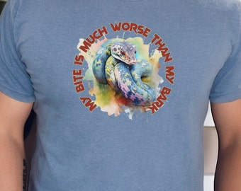 Funny Snake Graphic T-Shirt, "My Bite is Worse", Reptile Lover Gift