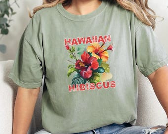 Camiseta de flor de hibisco: Camisa hawaiana Aloha con colores cómodos