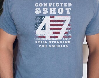 Convicted & Shot Patriot-shirt: T-shirt met conservatieve Amerikaanse vlag
