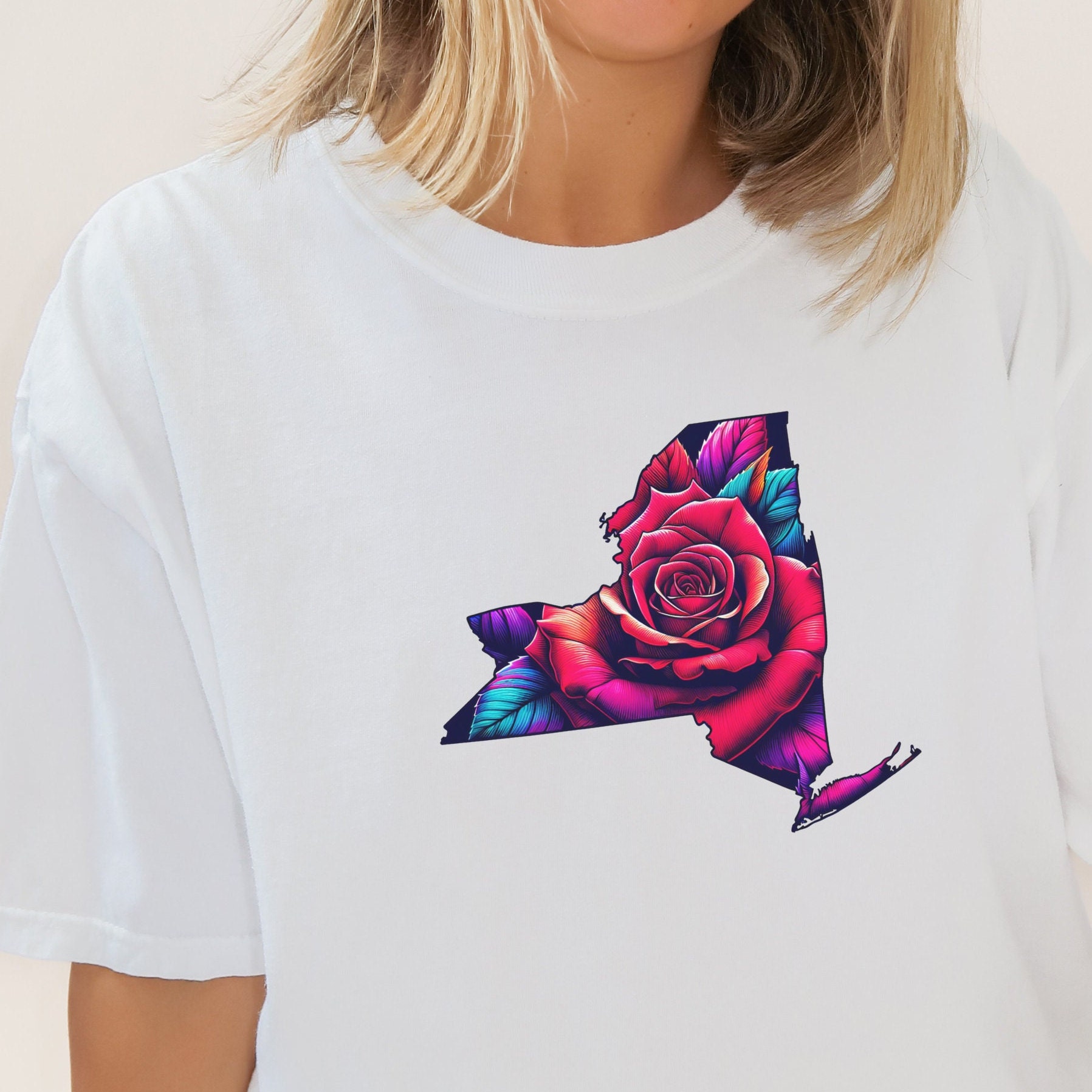 New York Rose T-shirt: Botanical NY State Flower Tee - Etsy